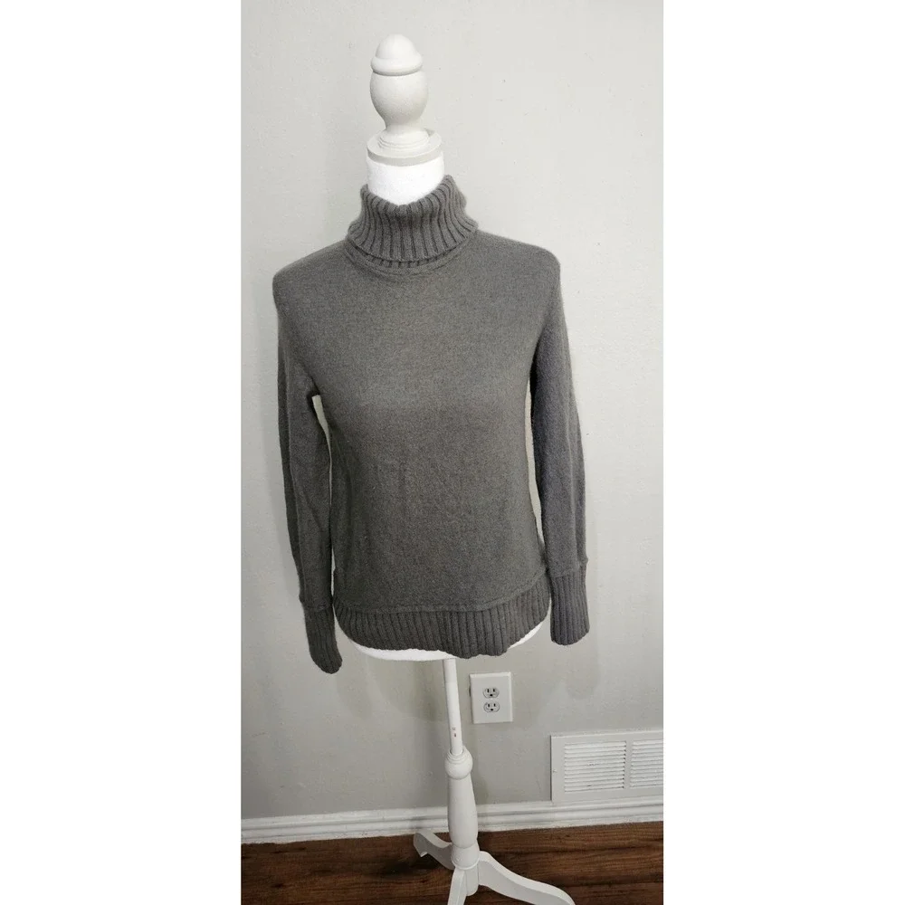 Vince cashmere Turtleneck Sweater Size XS Gray 100% cashmere‎ ribbed foldover